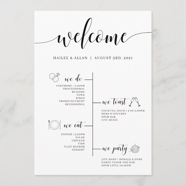 Welcome Wedding Timeline Program (Front)