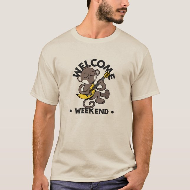 Welcome Weekend with Monkey and Guitar T-Shirt (Front)