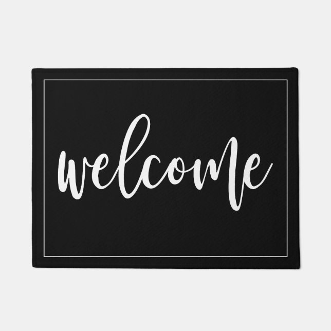 Welcome White Script Doormat (Front)