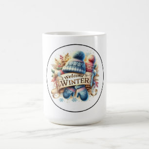 Welcome Winter Cozy Knit Hat and Mittens Coffee Mug