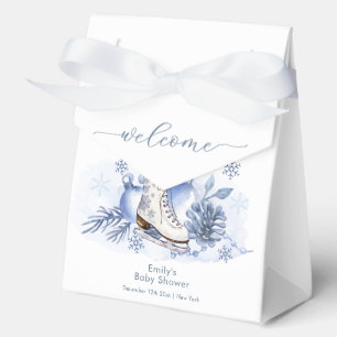 Welcome Winter Snowflake Ice Skate Baby Shower Favor Box