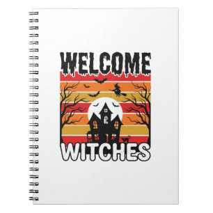 Welcome Witches Vintage Halloween Engraving Design Notebook