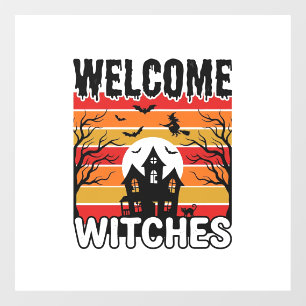 Welcome Witches Vintage Halloween Engraving Design Window Cling