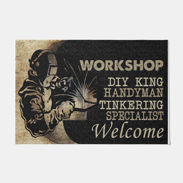 Welcome Workshop DUY King Handyman Doormat (Front)