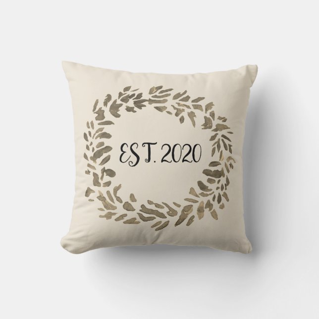 Welcome Wreath Established Throw Pillow (Front)