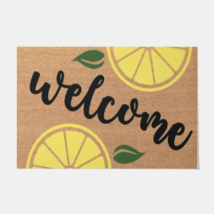 Welcome Yellow Lemon Doormat, Lemon Pieces Mat 