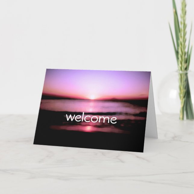 Welcome You All Beach Sunrise Wedding Thank You Card (Front)