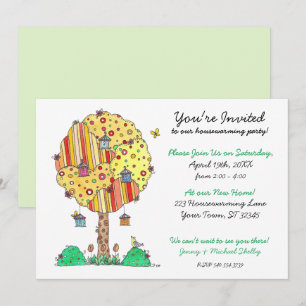 Welcoming Birdhouse Tree Housewarming Invitation