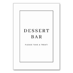 Welcoming Black Minimalist Dessert Bar Sign Table Number