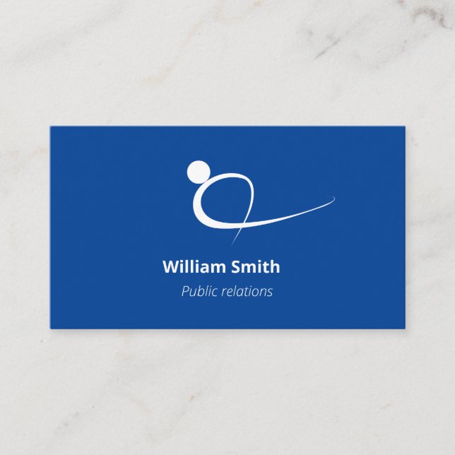 Welcoming Blue Modern Motion Person Logo Business Card (Front)