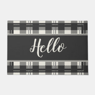 Welcoming Hello Buffalo Plaid Doormat Design