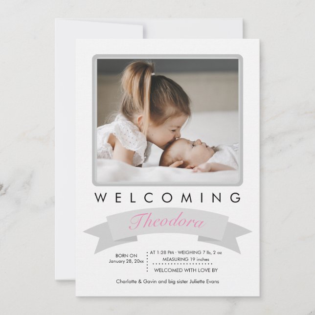 Welcoming Photo Birth Announcement (Front)