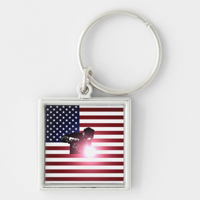 Welder & American Flag Keychain (Front)