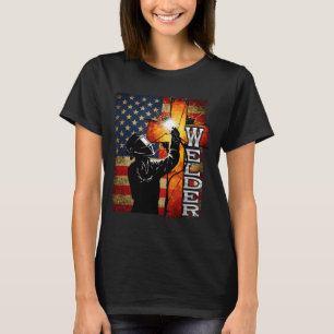 Welder American Flag Welding Faith Cross Christian T-Shirt