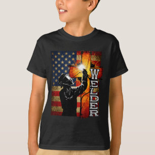 Welder American Flag Welding Faith Cross Christian T-Shirt