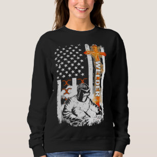 Welder American Flag Welding Fusing Material Funny Sweatshirt