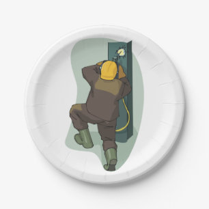 Welder At Work Paper Plate