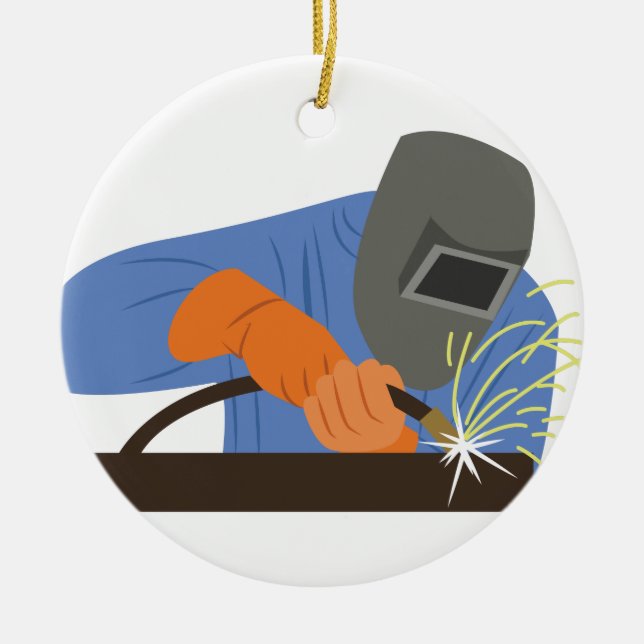 Welder Ceramic Ornament (Front)