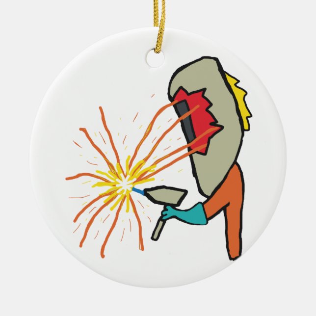 Welder Ceramic Ornament (Front)
