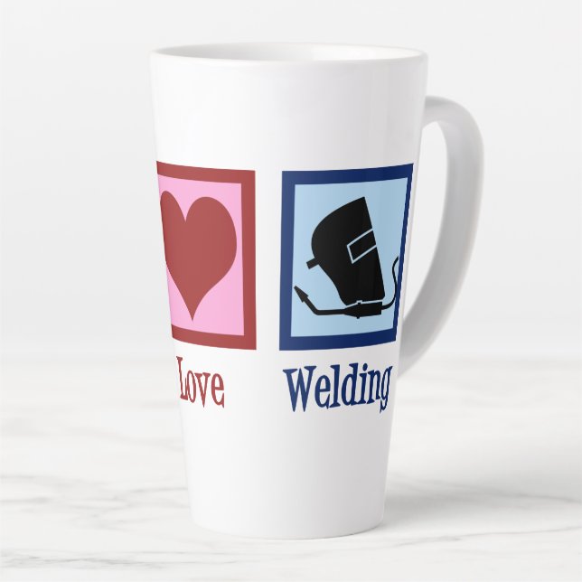 Welder Company Peace Love Welding Business Latte Mug (Right Angle)