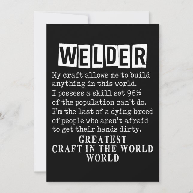 Welder Craft Profession Welding Weld Metal Gift Invitation (Front)