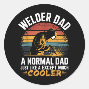 Welder Dad Funny Welding Gift For Dad Or Grandpa V Classic Round Sticker