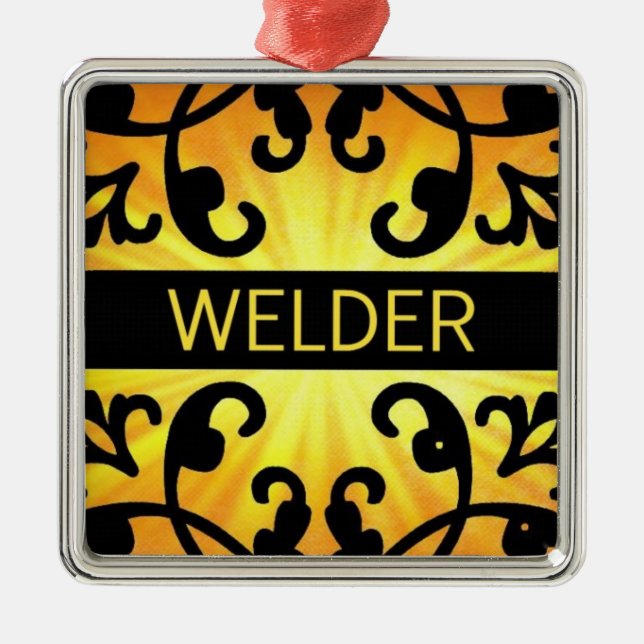 Welder Damask Christmas Ornament (Front)