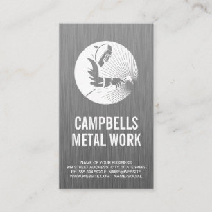 Welder Doing Metal Work Metallic Texture Business Card