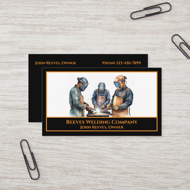 Welder Fabricator Contractor Service Business Card (Front/Back In Situ)