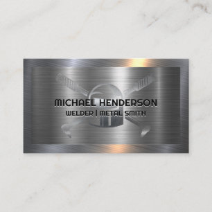 Welder Logo Metallic Brushed Business Card