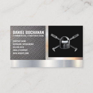 Welder Logo Metallic Steel Background Business Card