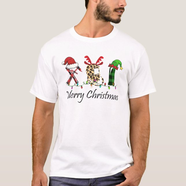 Welder Merry Christmas Welding Helmet Santa Hat Li T-Shirt (Front)