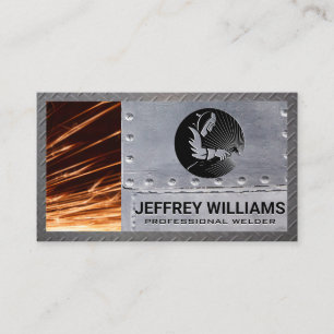 Welder Metal Rivets Sparks Metal Border Business Card