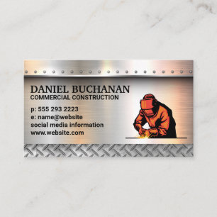 Welder   Metallic Brushed Rivets   Steel Business Card