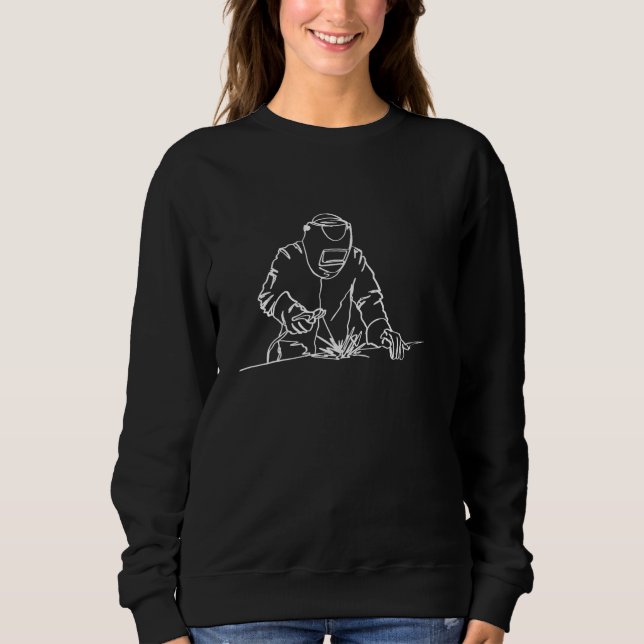 Welder Oneline Art  Mig Welding Funny Welding Sweatshirt (Front)