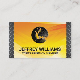 Welder   Plated Steel   Fire Background Business Card