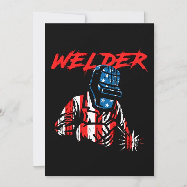 Welder Profession American Flag Metal Welding Gift Invitation (Front)