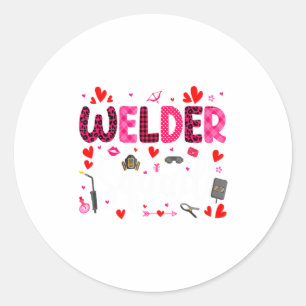 Welder Squad Cute Tools Hearts Costume Valentines Classic Round Sticker