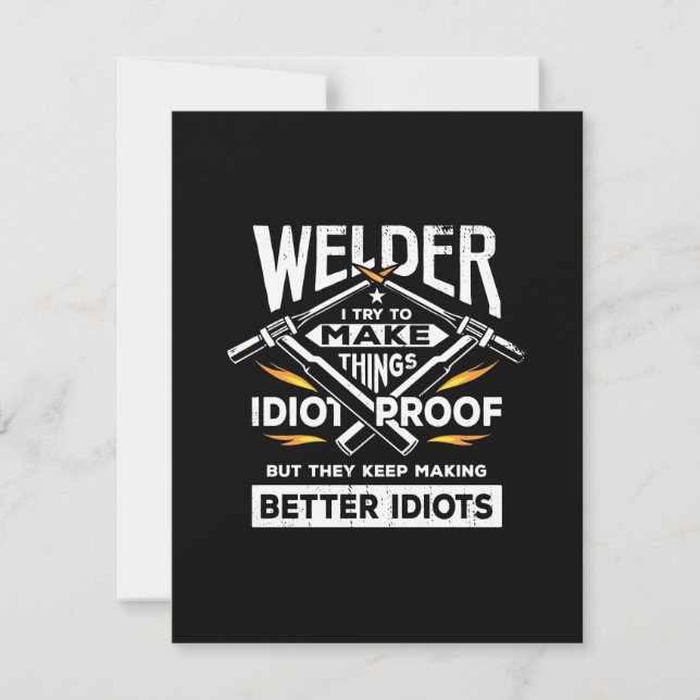 Welder Try To Make Things Thank You Card (Front)