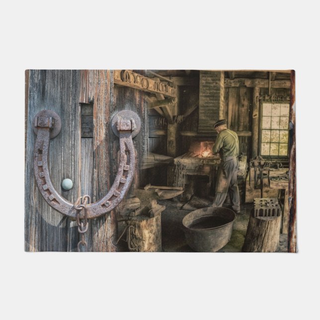 Welder Vintage Blacksmith Horseshoes Doormat (Front)