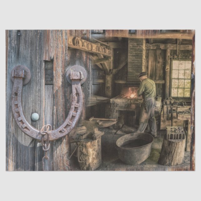 Welder Vintage Blacksmith Horseshoes Tissue Paper (Front)