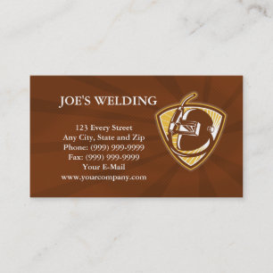 Welder Visor And Welding Torch Retro Shield Business Card