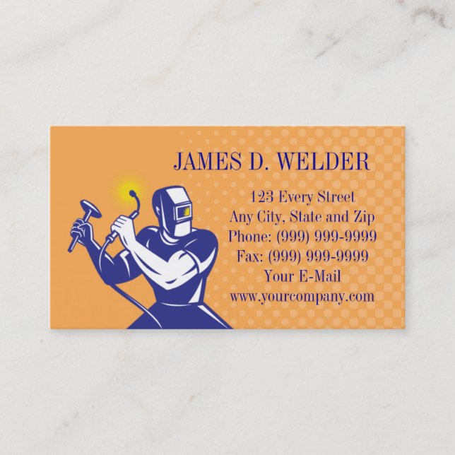 welder welding at work business card (Front)