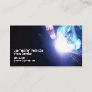 Welder Welding Sparks Blue Business Card