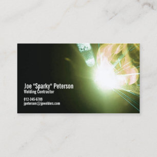 Welder Welding Sparks Green Business Card