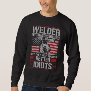 Welder Welding Vintage American Flag Patriotic Wel Sweatshirt