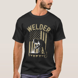 Welder with American Flag Funny Welding for Metal T-Shirt