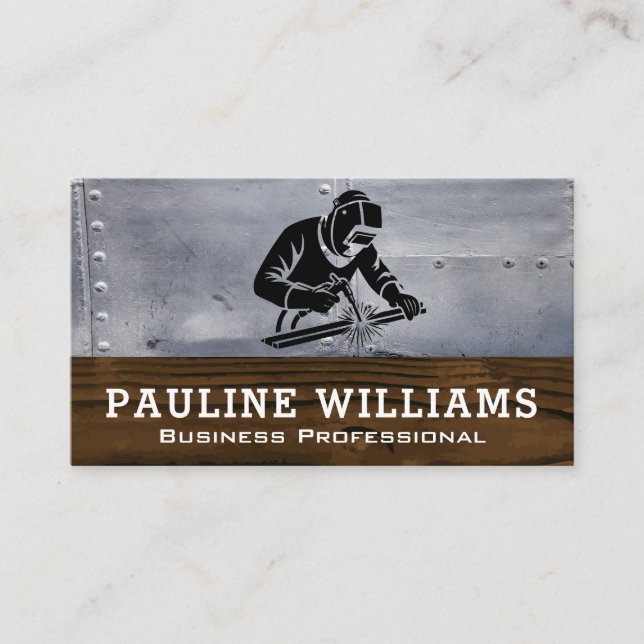 Welder Working | Blue Collar Business Card (Front)