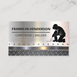 Welder Working   Diamond Steel   Metals Business Card