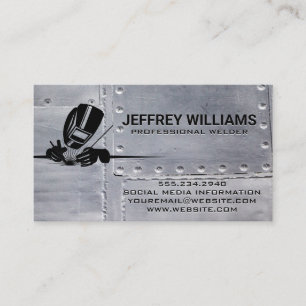 Welder Working in Shop Metal Rivets Business Card